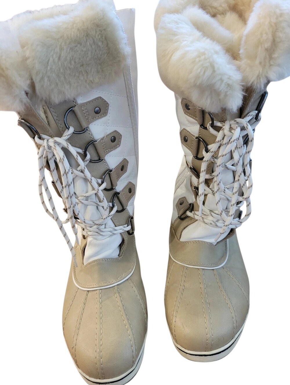 Dream Pairs Size 11 Snow Boots Thinsulate Insulation Side Zip Beige White - Picture 4 of 10